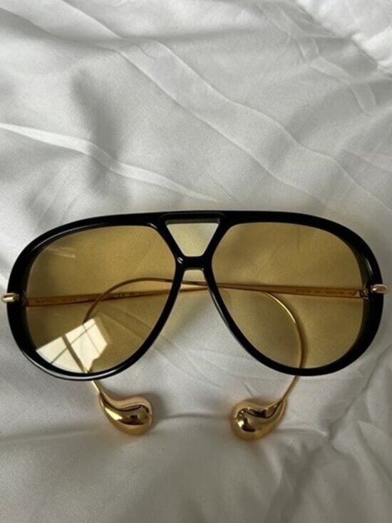 Bottega Veneta Accessories - Bottega Veneta Unique Gold-Detail Aviator Sunglasses